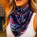 35X35" Blue and Purple Roses Wild Rag / Scarf