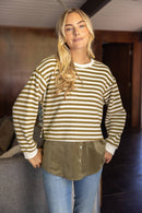 Contrast Layered Hem Stripe Top