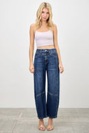 DARK DENIM HIGH RISE CROP BARREL