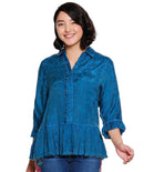 Woven Acid Washed Dolman Sleeve Top