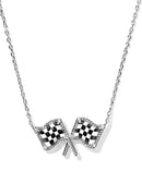 Checkered Flag Necklace- Silver