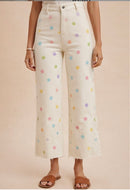 Pastel Polka Dot Stretch Wide Leg Jean