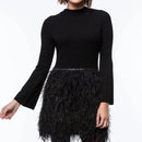 Snowy Feather Dress (black)