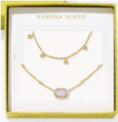 MINI ELISA AND AMELIA CHAIN NECKLACE GIFT SET - GOLD PINK OPALITE CRYSTAL