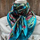 35X35" Blue Fun Floral Wild Rag / Scarf