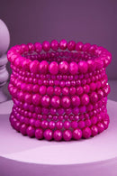 Glass Bead 9 Set Bracelet - Dragonfruit Spark