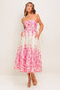 Pink Floral Strapless Dress