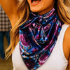 35X35"  Blue and Purple Roses Wild Rag / Scarf