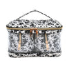 Black Floral Quilted Cotton Train Case Cosmetic Organizer