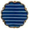 13.75" Dia. Blue Wavy Edge Striped Mango Wood Platter