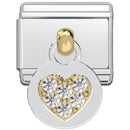 Italian Charm Bracelet Charms - Dangle Rhinestone Heart Links