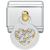 Italian Charm Bracelet Charms - Dangle Rhinestone Heart Links