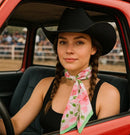 Pink and Green Western Skinny Mini Wild Rag Scarf / Cowgirl Necktie