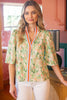 Multi Color Stripe Floral Print Top