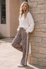 Leopard Print Wide Leg Pants with Side Stripe