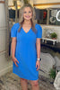 Pearl Trim Dress - Blue