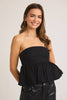 Strapless Smocked Bubble Top- Black