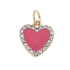 Pave Enamel Heart Charm in Fuchsia
