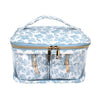 Soft Blue Floral Travel Cosmetic Case With Removable Puches