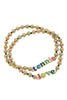 Tennis Love Rainbow Ball Bead Stretch Bracelet Set of 2