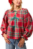 Christmas Plaid Top With Front Bow Tied Details