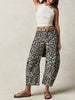 Leopard print barrel jeans