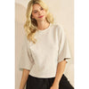 CLOUD KNIT DROP SHOULDER SHORT SLEEVE TOP