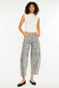 High Rise Leopard Barrel Jean