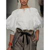 Puff Sleeves Buttoned White Blouse