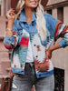 Ethnic AZTEC patchwork cropped denim jacket