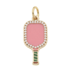 Pearl Studded Pickleball Paddle Charm in Pink