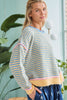 CONTRAST TRIM STRIPED SWEATER