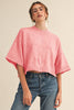 MARLED KNIT MOCK NECK SHORT SLEEVE