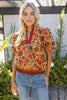 Striped Hem Floral Jacquard Top