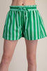 Stripe Shorts Elastic High Waist