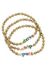 Drive Chip Putt Rainbow Ball Bead Stretch Bracelet Set of 3