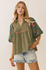 Cotton Poplin Top - Thyme