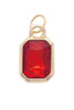 Emerald Cut Rhinestone Charm in Red