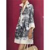 Long Sleeves Loose Printed Lapel Mini Dress