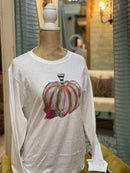 Watercolor Striped Pumpkin Tee