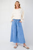 Washed Terry Knit Wide Pant - Cornflower