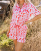 Pink Western Cowgirl Boots Printed Shirt Ruffled Shorts Pajama Set