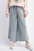 Washed Terry Knit Wide Pant - Faded Teal