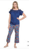 Tru Luxe Print Wide Leg Pant w/ Side Stripe