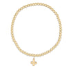 Classic Gold Pattern 3mm Bead Bracelet - Signature Gold Cross Charm