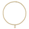Classic Gold Pattern 2mm Bead Bracelet - Signature Small Gold Cross Charm