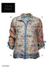 John Mark Embroidered Mixed Print Cinch Blouse