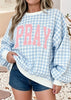 Light Blue Gingham Pray Sweatshirt