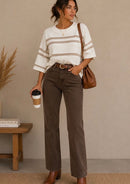 Round Neck Stripe Sweater