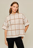 Grid Pattern Short Sleeve Sweater